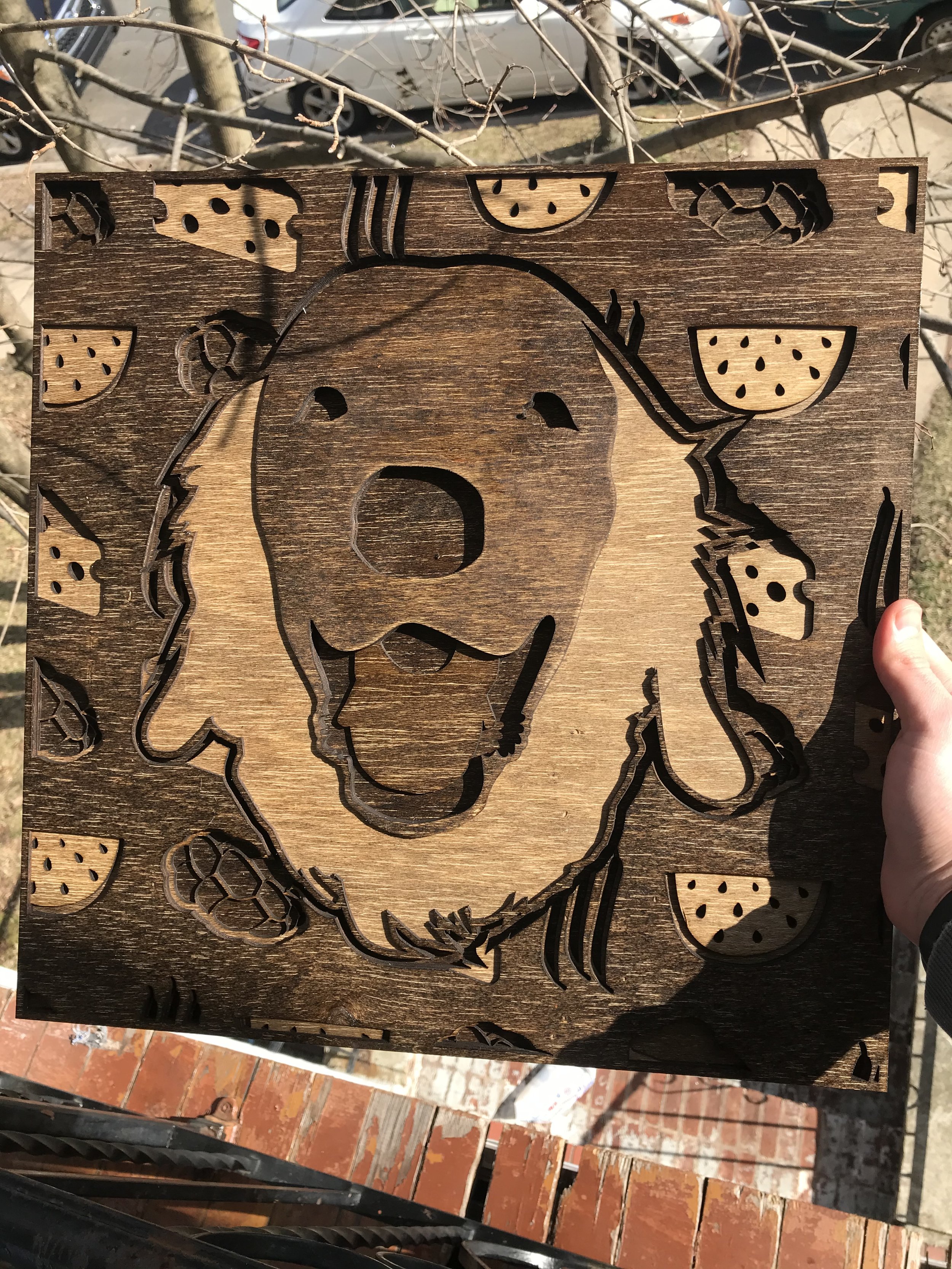 Stained and glued.
